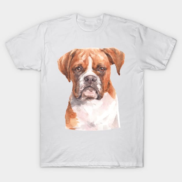 Cute Boxer Watercolor Art T-Shirt by doglovershirts